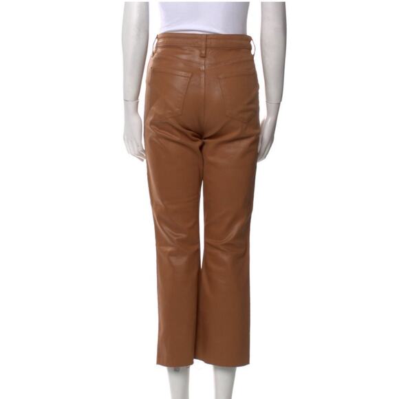 L’Agence Kendra High Rise Cropped Flare Jean Java Coated Cognac Brown 28 - Picture 8 of 11